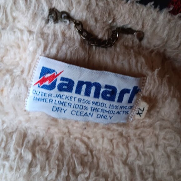 Men's XL Vintage Jacket Buffalo Plaid Wool Blend Damart 1980's Logger Coat - Picture 3 of 7